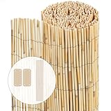 VOUNOT Schilfrohrmatte 90x600 cm, Schilfmatten Sichtschutz, Windschutz & Sonnenschutz, Schilfmatte...