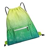 Atmungsaktiver Netz-Rucksack mit Reißverschlusstasche, Outdoor-Sporttasche mit Kordelzug für...