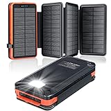 Solar Powerbank 26800mAh, elzle Solar Ladegerät mit 2 USB-A Ausgang & 1 USB-C Eingang, Outdoor...