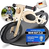 LOOPILOO Kinder Laufrad ab 2 Jahre bis 30kg, Balance Bike aus Holz, Rahmentasche,...