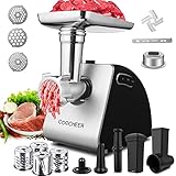 COOCHEER Fleischwolf Elektrisch 2000W, Wurstmaschine und Küchenmaschine in einem, mit 3...