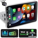 Android Autoradio mit Navi 10.1 Zoll Bildschirm Eingebaut DAB+ Wireless Carplay 1 Din Auto Radio...