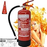 Brandengel® Feuerlöscher 6kg ABC Pulver mit Manometr EN 3, Wandhalter, Messingarmatur...