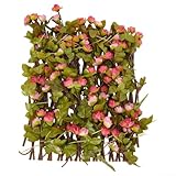 Besttoolifes Erweiterbarer Holzspalier Gartenzaun mit künstlichen Rosenblüten, Teleskop-Design...