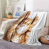 VENESS Reisedecken weißes Kätzchen 3D Druck Flanelldecke Home Decor Couch Sofa All Seasons Fuzzy...