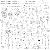 BETESSIN 3 Bögen Temporäre Tattoos 2 Wochen - Fake Tattoos mit 80+ Meer, Welle, Strand Motiven -...