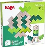 HABA 304410 - 3D-Legespiel Viridis, 21 Holzbausteine in 3 Farben für kreatives Legen und Bauen in...