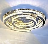 XXL Ø80cm LED Deckenlampe Kristall Deckenleuchte, Warmweiß Kaltweiß Dimmbar, Silber Modern Design...