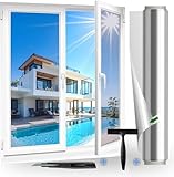 Fensfolie (44.5X200cm) Sonnenschutzfolie Fenster innen oder außen Silber, UV-Schutz Spiegelfolie,...
