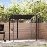 BBQ-Pavillon 215x150x220 cm Anthrazit, robuster Stahlrahmen, wetterfester Stoffschutz, mit 10 Haken,...