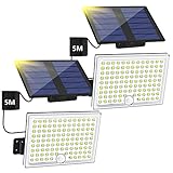 Solarlampen für Außen,Solarleuchte mit Bewegungsmelder,113 LED Solar Strahler IP65 Wasserdichte...