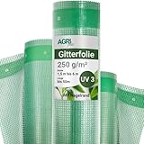 AGRI plus Gitterfolie 3 x 4 m I Stabile 250 g/m² Gewebeplane mit Nagelrand I Transparente &...