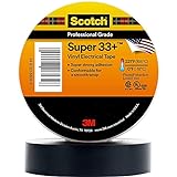 3M Scotch Super 33+ Premium Grade Allwetter-Vinyl-Isolierband, 1,9 cm x 6,1 m, 7 mm dick, schwarz,...