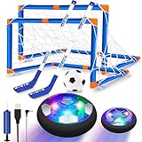 SUNNOW Air Power Fußball - 3-in-1 Wiederaufladbar Hover Ball Hockey Set mit 2 Tore LED-Licht Air...