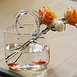 Glas-Geldbörsenvase für Blumen klare Glas-Tasche Vase mit Fischschale klare mundgeblasene...