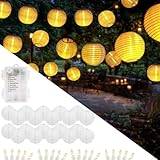 Sunshine smile Lampion Lichterkette Batterie, Warmweiß 20 LED Lanterne Lichterketten...