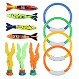 IOPJLK Unterwasser Tauchspielzeug Set 11 Stück, Tauchringe für Kinder ab 4-12, Tauchring...