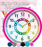 Honey's Heaven Wanduhr für Kinder - Lernuhr zum Lernen der Uhrzeit - analoge Kinderuhr ohne Tick...