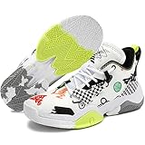 ASHION Basketball Schuhe Herren Sneakers Anti-Skid Atmungsaktiv Outdoor Sportschuhe(B Weiß,44EU)