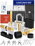 Lockpicking-Set, professionelle Dietriche mit 4 transparenten Vorhängeschlössern, Dietriche,...