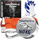 Magfishion - Magnetfischen Set – 160 kg - Ø60mm - Neodym Magnet - Perfekt zum Magnet Fischen -...
