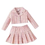 Mädchen Plaid Lady Kleiner Duft verdickter Anzug Rock + Hut Maus Strampler Junge (Pink, 6 Years)