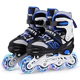 Inline Skates für Kinder Jungen Mädchen Anfänger, 4 Size verstellbare Rollschuhe mit Light Up...