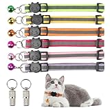 6 Reflektierend Katze Halsband, Katzen Halsbände mit Glöckchen, Verstellbar Kitten Halsbands,...
