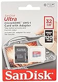 SanDisk Ultra 32 GB microSDHC Speicherkarte + SD-Adapter mit A1 App-Leistung bis zu 120 MB/s, Klasse...