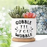 Gobble Till You Wobble Keramik-Pflanzgefäße mit Buchstaben, Zitaten, Töpfe für Pflanzen mit...