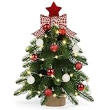 Mini Weihnachtsbaum mit LED Beleuchtung, Kleiner Weihnachtsbaum Tisch Weihnachtsbaum künstlich...