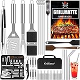Grilliance BBQ Grillbesteck Set 30 Grillzubehör aus Hochwertiger Edelstahl Grillzange Grillspachtel...