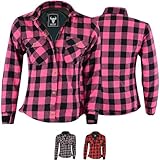 BULLDT Damen Motorradhemd Holzfäller-Look Hemd mit Protektoren, Rosa, 50/5XL