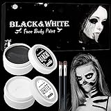 Halloween Gesicht Schminke Schwarz Weiß,Halloween Spezialeffekt Make Up Set, Halloween Vampir...