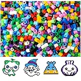 AUAUY 10 Farben Bügelperlen Set, 1100 Stück DIY-Perlen Geschenk für Kinder, 10 mm in...