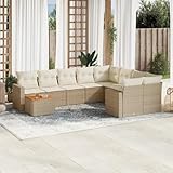 Iiaky 10-TLG. Garten-Sofagarnitur mit Kissen Gartenlounge Outdoor Lounge Sofa Garten LoungemöBel...