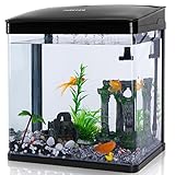 Nobleza - 14L Mini Aquarium Komplettset, Nano Aquarium Stabiles Einsteigerbecken mit LED-Beleuchtung...