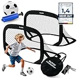 ELANI Fußballtor Kinder Pop-Up 2er Set - faltbar mit Ball & Pumpe, 50% Kleiner + Easy Aufbau, mini...