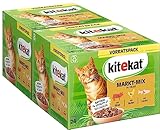 Kitekat Katzenfutter Nassfutter Markt-Mix in Gelee – Feuchtfutter in 48 Portionsbeuteln – 2er...