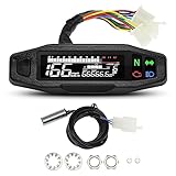 Motorrad Digitaler Tachometer, Drehzahlmesser mit LCD Display, Blinker, Hintergrundbeleuchtung,...