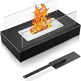 Elegante schwarze rechteckige Tisch-Feuerstelle - Bioethanol-Kamin für den Innen- und...