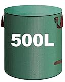 RXBSLZN Profi-Gartensack mit Deckel – 500L Fassungsvermögen, wasserdichter Deckel, für Laub &...