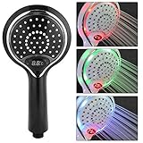 Nikou LED-Duschkopf-Handheld 3 Farben ändern wassergespeist, LED-Duschkopf mit Temperatursensor,...