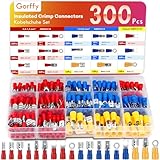 Gorffy Kabelschuhe 300 Pcs, Flachsteckhülsen Sortiment 0,5-6,0mm², Elektro Flachstecker, KFZ...