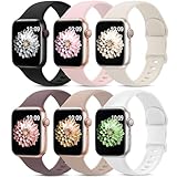 AMSKY 6 Stück Silikon Sport Armbänder Kompatibel mit Apple Watch Armband 44mm 40mm 46mm 42mm 41mm...