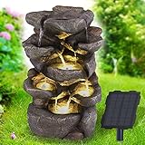 Solar Gartenbrunnen Brunnen Solarbrunnen Zierbrunnen Wasserfall Gartenleuchte Teichpumpe für...