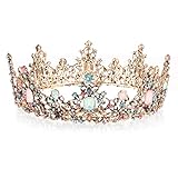 Barock-Krone, Teklemon Tiara Kristallkrone, Queen Tiara Krone, Damen Gothic Haarschmuck Vintage Gold...