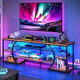 YITAHOME 160cm TV Schrank mit 2 AC & 2 USB Steckdose für Fernseher bis 70 Zoll mit 7 RGB LED 22...