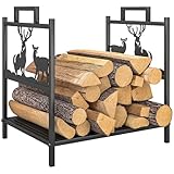 Outsunny Kaminholzregal für innen 42,5 x 33,5 x 43 cm Brennholzregal mit Rentierdesign,...