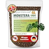 Garten Lux Monstera Erde 6 L torffrei – 6‑in‑1 gegen Trauermücken | Aroid‑Substrat...